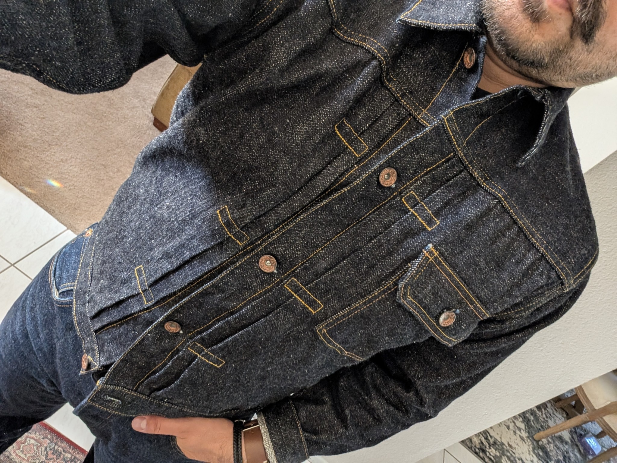 Samurai Jeans S556VX 17oz Zero+ Type 1 Denim Jacket with T-BACK spec