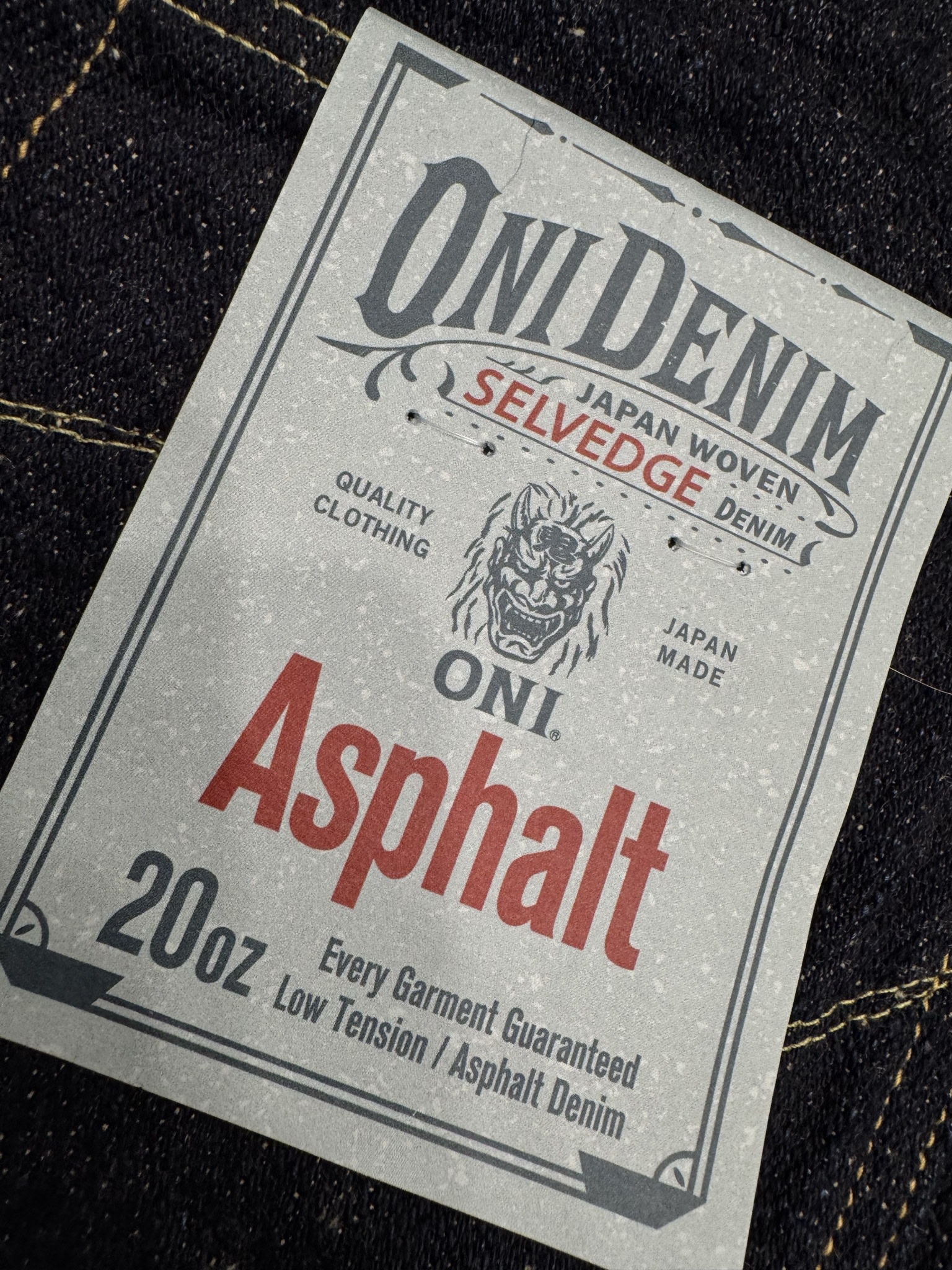 Oni Denim ONI902-Asphalt 20oz Selvedge Denim-High Rise Tapered
